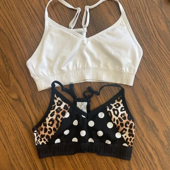 Sports bras. All size small. 6 pink/vs. 1 puma. 1 under armour.